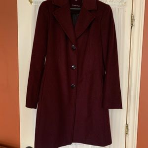 Classic Burgundy Melton Cloth 3/4 Ladies coat. Size 10. New never worn.